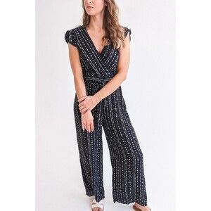 Hem & Thread Jumpsuit - Black And White Arrow S
